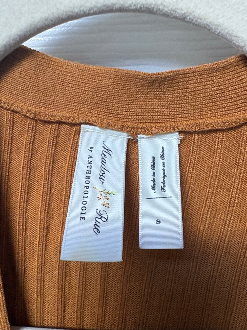 Anthropologie Ribbed Button-Front Long Sleeve Duster in Rust - Picture 2 of 9